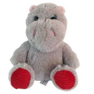 Walmart‎ Grey Red Hippopotamus Plush 8" Valentine Hippo Stuffed Animal Toy